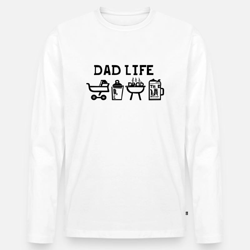 Papa-Leben - Männer Premium Bio Langarmshirt - Weiß
