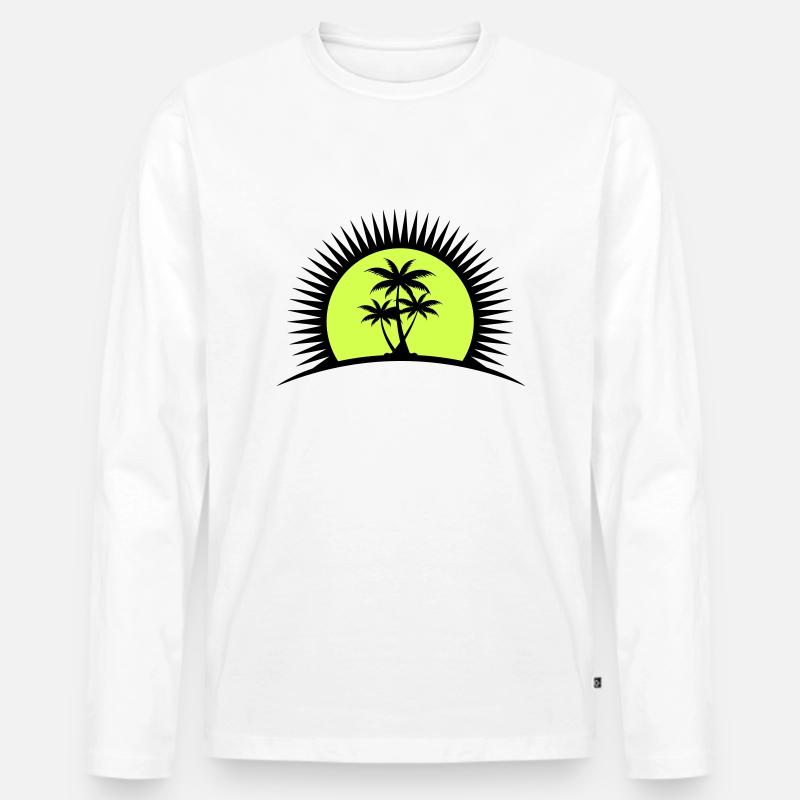 palme - Männer Premium Bio Langarmshirt - Weiß