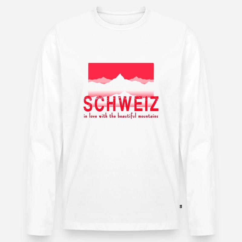 Schweiz Berge - Männer Premium Bio Langarmshirt - Weiß