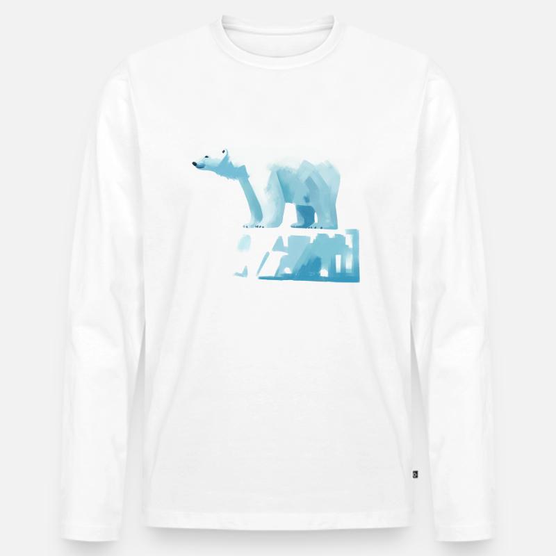 Eisbär auf Eisscholle - Männer Premium Bio Langarmshirt - Weiß