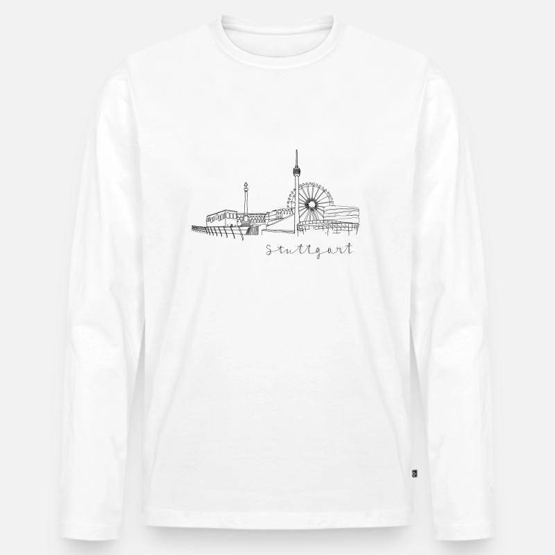 Stuttgart Skyline - Männer Premium Bio Langarmshirt - Weiß