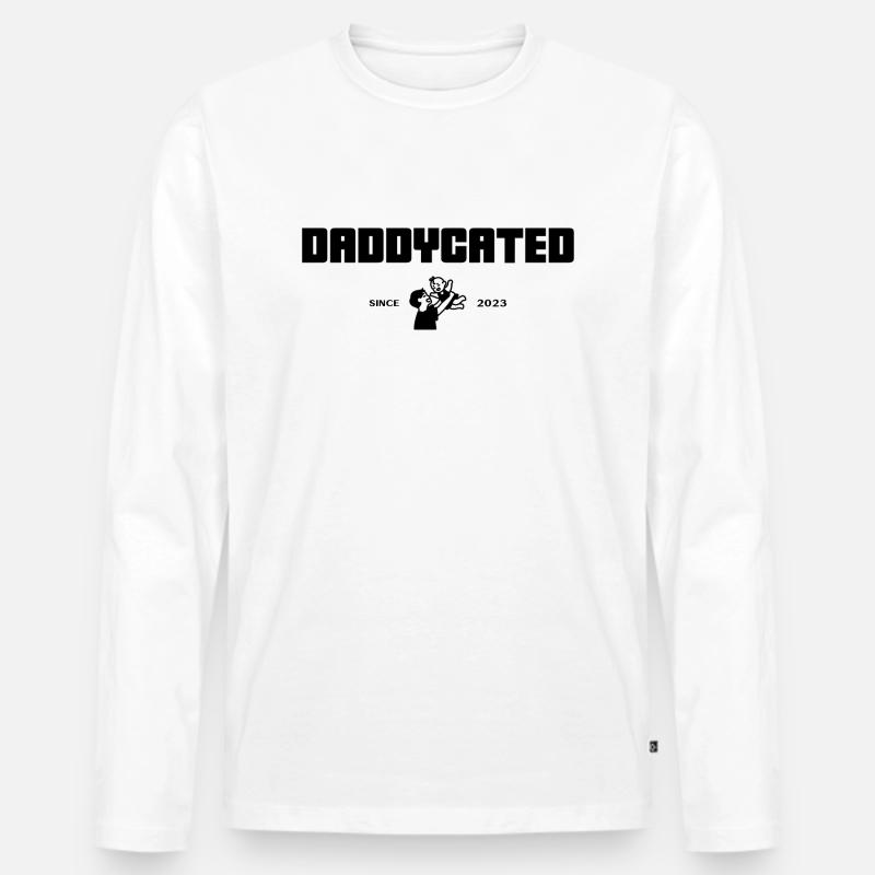 Daddycated since 2023 - Männer Premium Bio Langarmshirt - Weiß