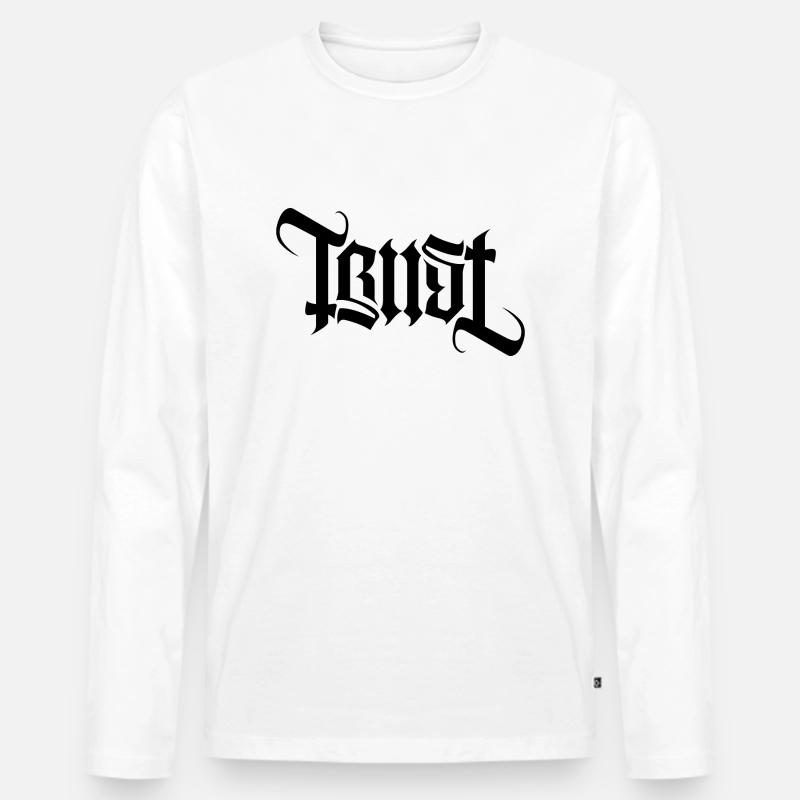 TRUST AMBIGRAM gothic - Männer Premium Bio Langarmshirt - Weiß