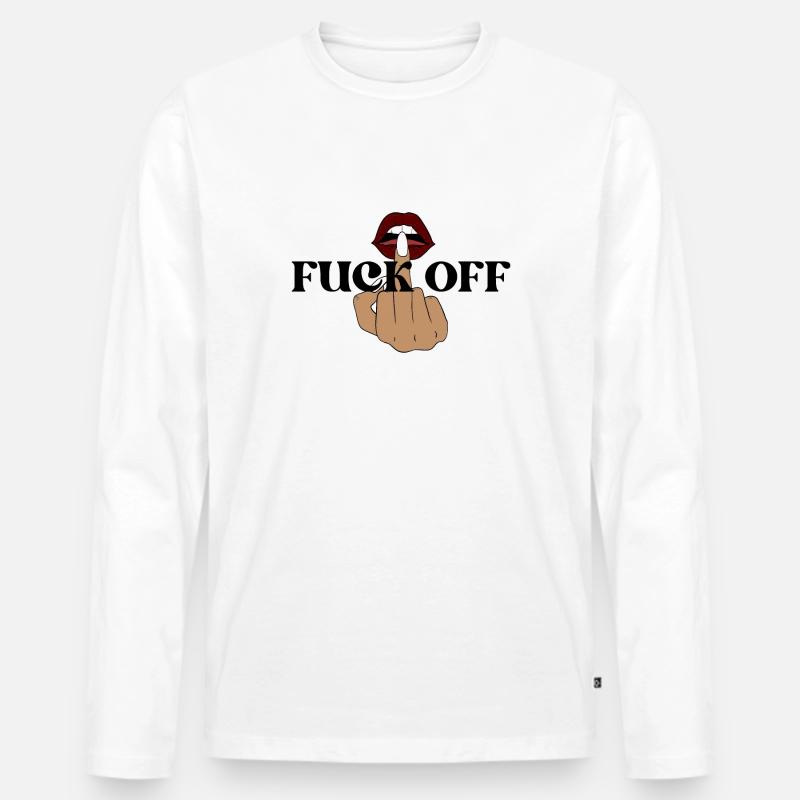 Mittelfinger - Männer Premium Bio Langarmshirt - Weiß