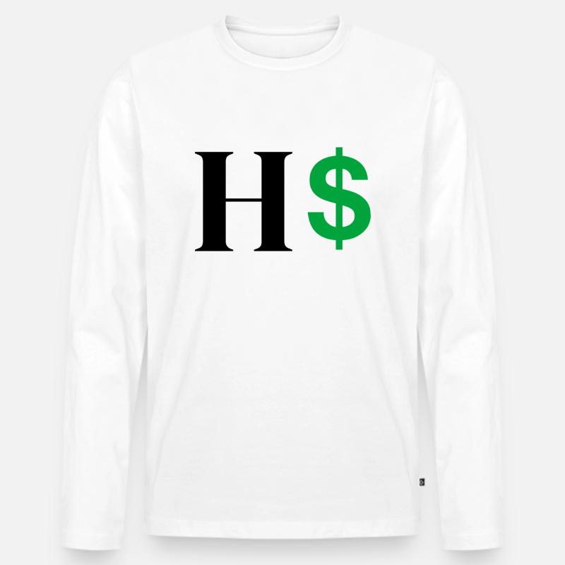 Buchstabe h Dollar - Männer Premium Bio Langarmshirt - Weiß