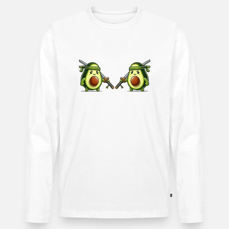 avocado samurai 2 - Männer Premium Bio Langarmshirt - Weiß