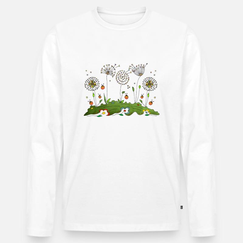 Blumen - Männer Premium Bio Langarmshirt - Weiß