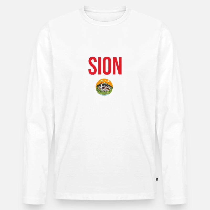 Sion Valais Souvenir - Männer Premium Bio Langarmshirt - Weiß