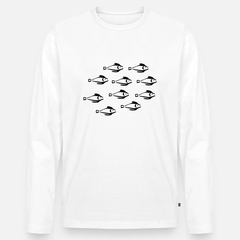 Fische - Männer Premium Bio Langarmshirt - Weiß