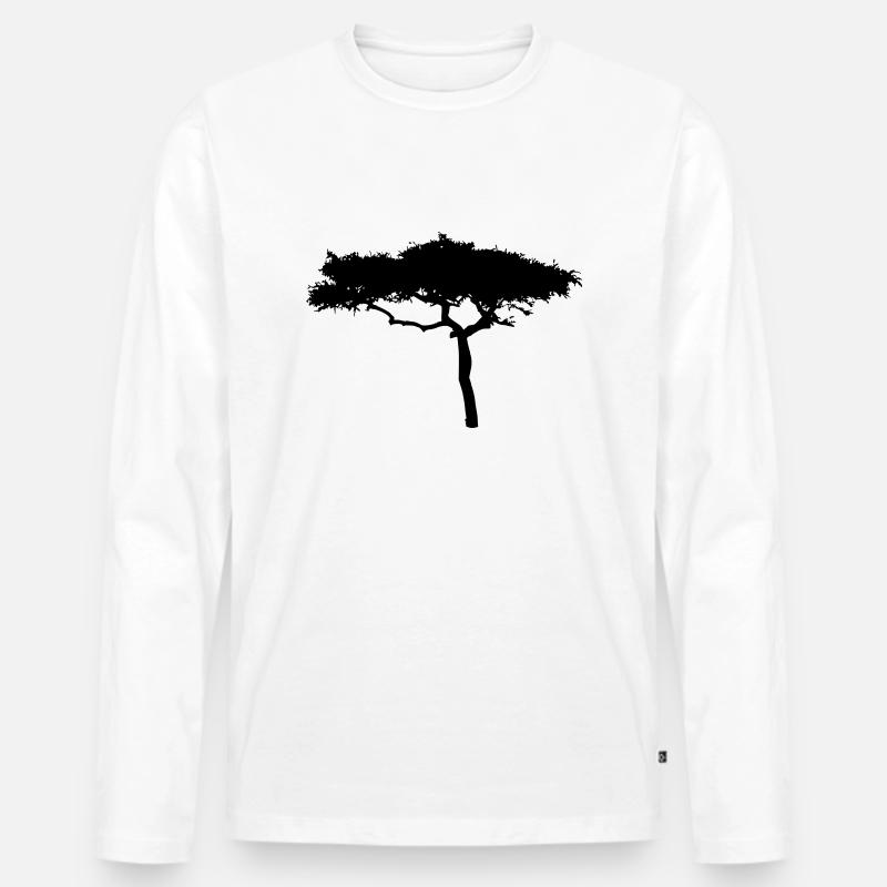 Afrika Savanne Baum - Männer Premium Bio Langarmshirt - Weiß