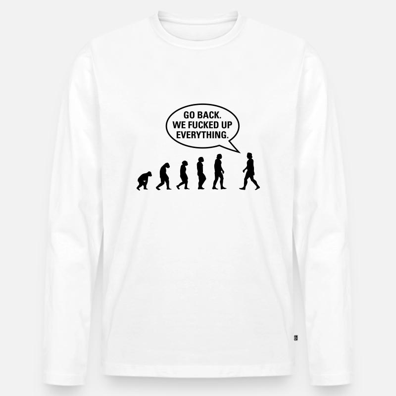 Fucked up Evolution - Männer Premium Bio Langarmshirt - Weiß