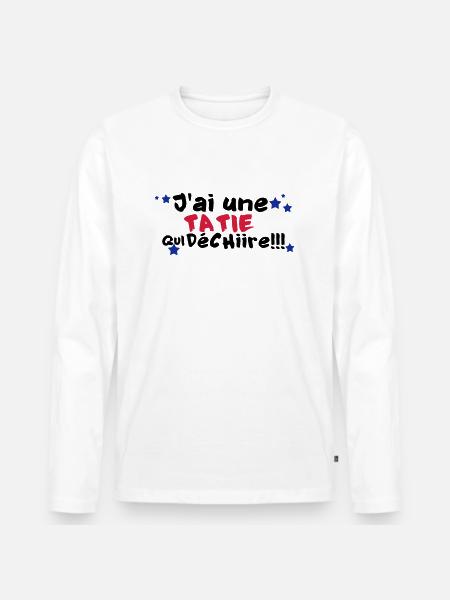 mA TATIE déchire - T-shirt manches longues Premium bio Homme - blanc
