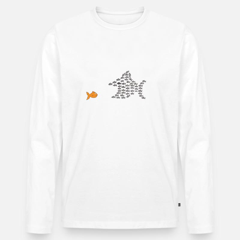 Fischschwarm - Männer Premium Bio Langarmshirt - Weiß