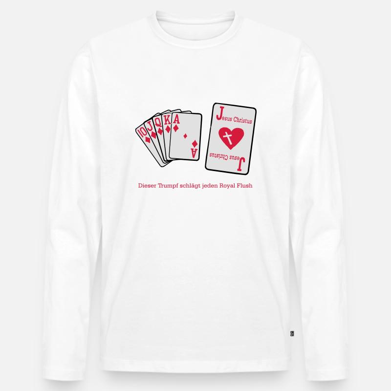 Jesus & Royal Flush - Männer Premium Bio Langarmshirt - Weiß