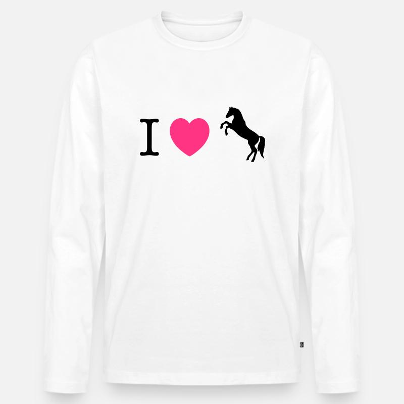 Ich liebe Pferde / Ponys - Männer Premium Bio Langarmshirt - Weiß