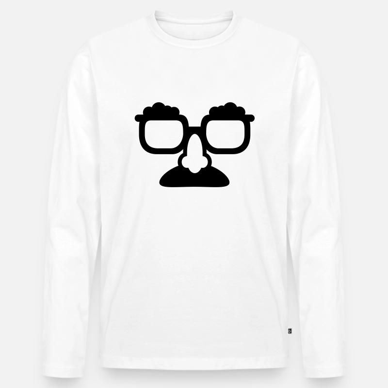 Nasenbrille Kostüm - Männer Premium Bio Langarmshirt - Weiß