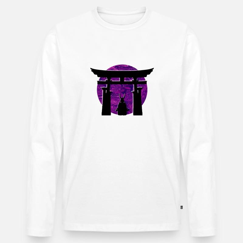 Torii Samurai Cyberpunk - Männer Premium Bio Langarmshirt - Weiß