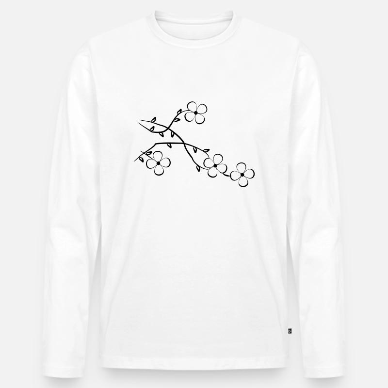 Blumen - Männer Premium Bio Langarmshirt - Weiß