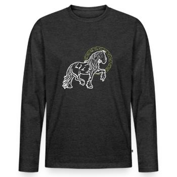 Friese Pferd Stolz Lustig Kreis Goldring Geschenk - Männer Premium Bio Langarmshirt - Anthrazit meliert - Vorne - Nico (187cm)
