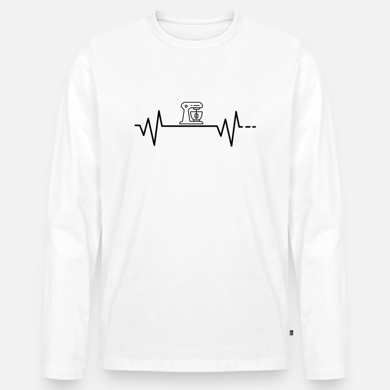 Herzschlag Backen, Kochen, Koch, Küchenmaschine - Männer Premium Bio Langarmshirt - Weiß