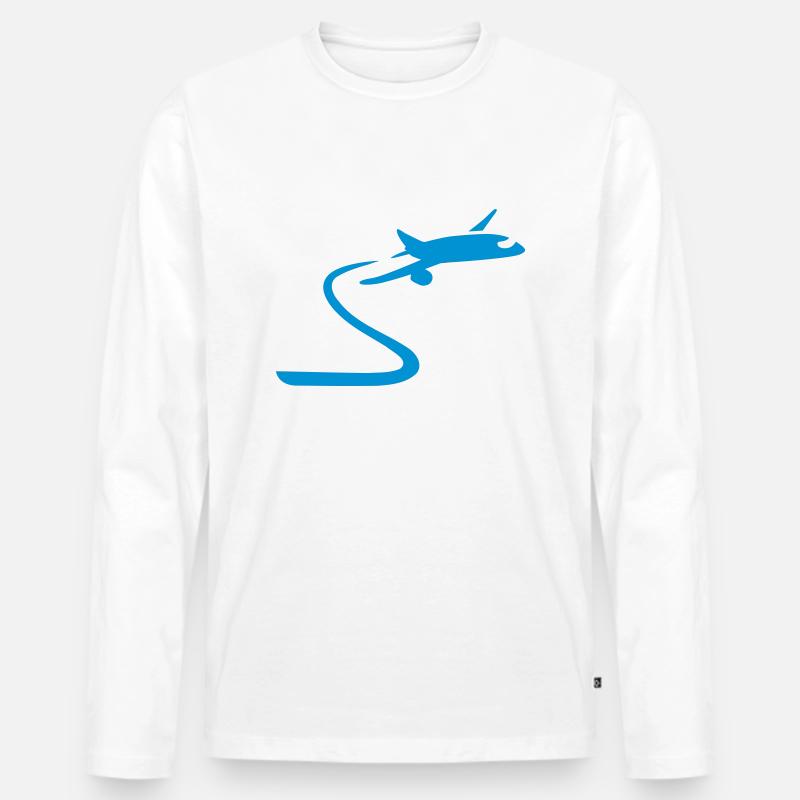 Flugzeug - Männer Premium Bio Langarmshirt - Weiß