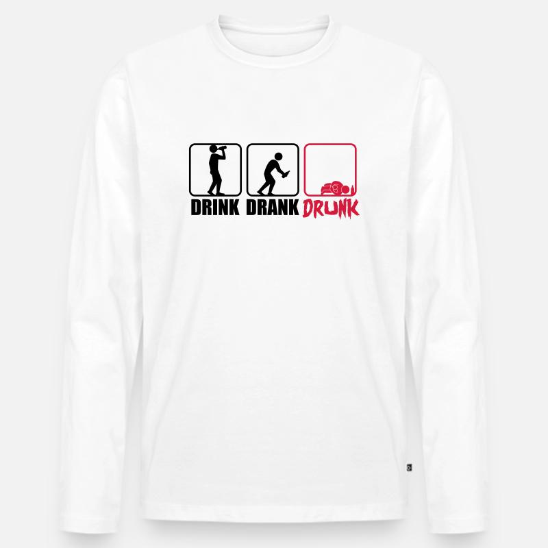 Evolution Hangover Drink Drank Drunk - Männer Premium Bio Langarmshirt - Weiß