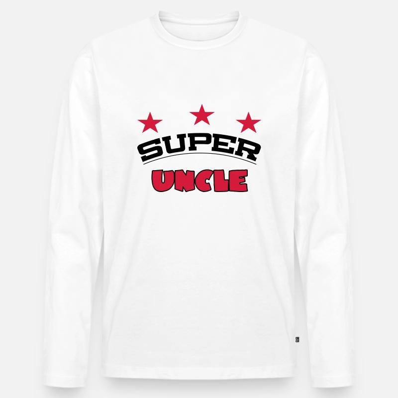 Super uncle - Männer Premium Bio Langarmshirt - Weiß