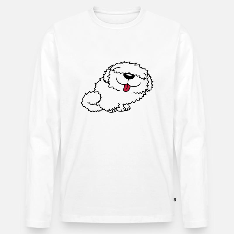 Lustiger Bobtail Hund - Männer Premium Bio Langarmshirt - Weiß