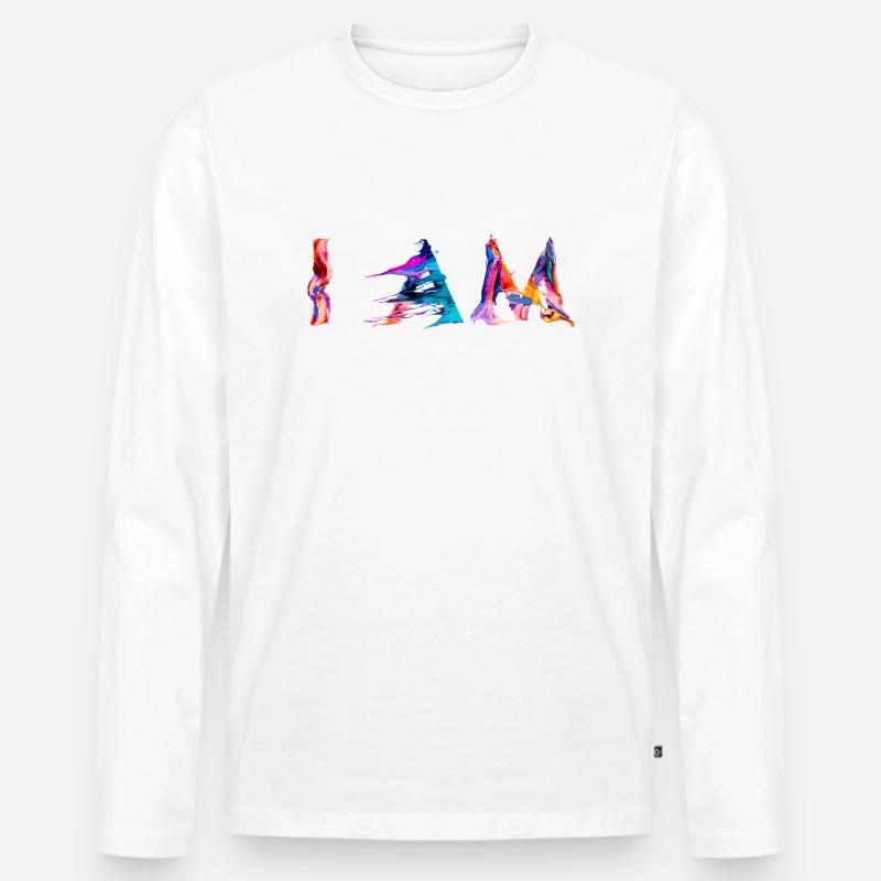 ICH BIN - Männer Premium Bio Langarmshirt - Weiß