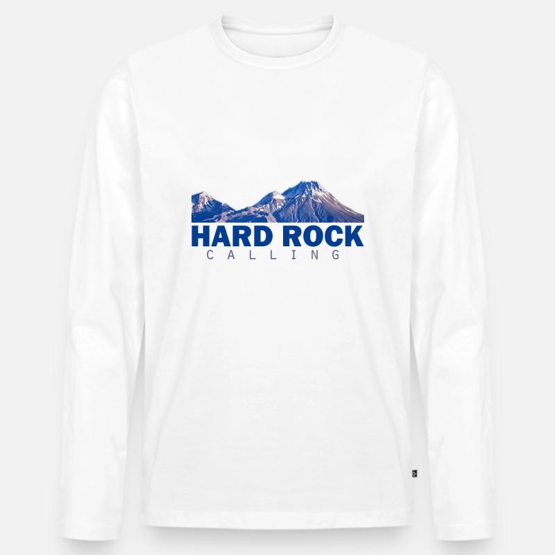 hard rock calling blue - Männer Premium Bio Langarmshirt - Weiß