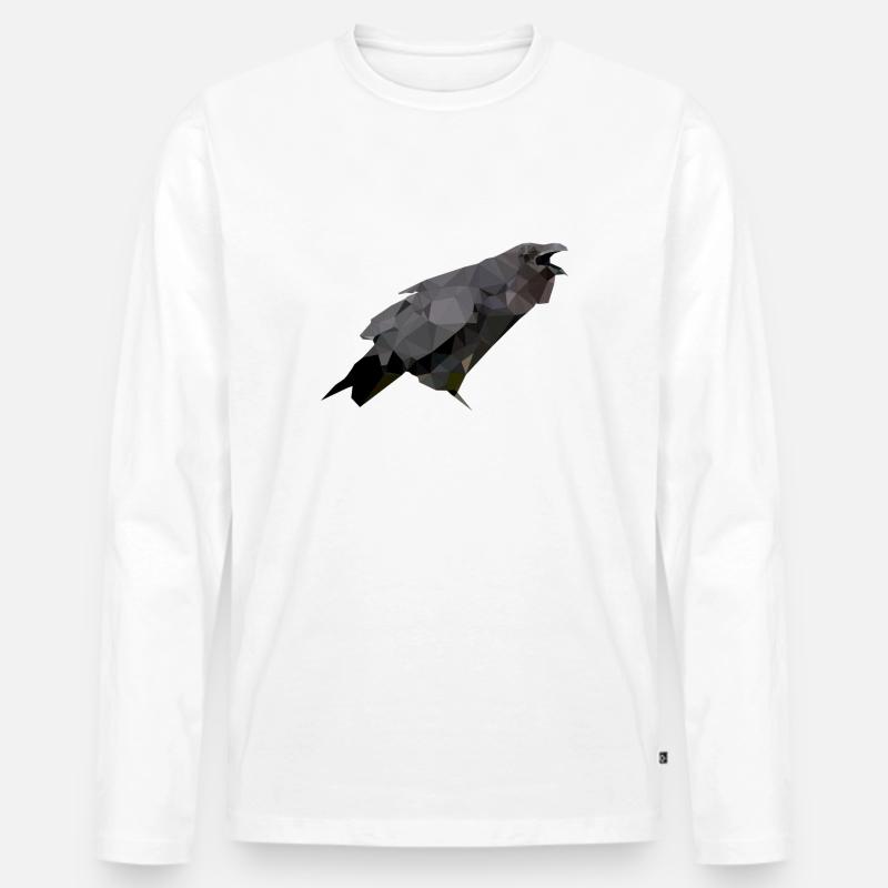 Polygon Krähe - Männer Premium Bio Langarmshirt - Weiß