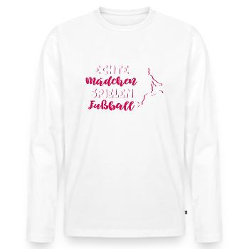 Echte mädchen spielen fußball Sport Trainer - Männer Premium Bio Langarmshirt - Weiß - Vorne - Nico (187cm)