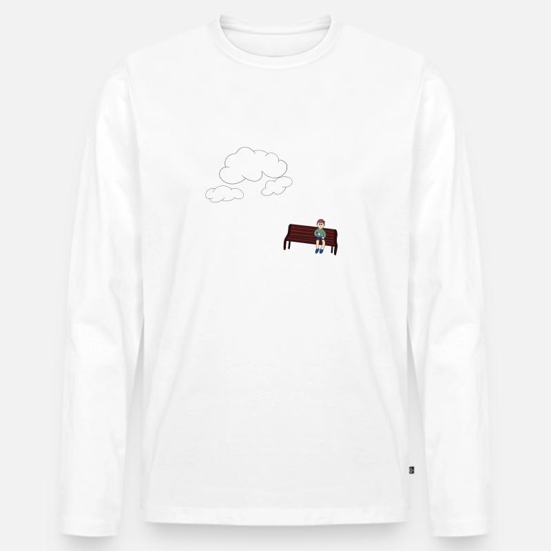Musing auf einer Bank - Männer Premium Bio Langarmshirt - Weiß