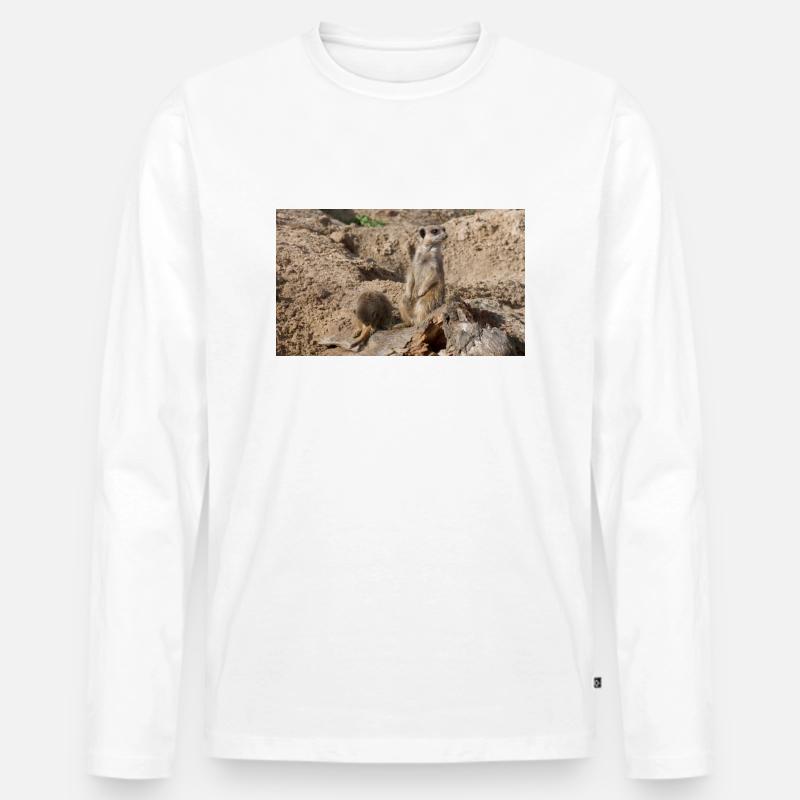 Zwei Erdmännchen - Männer Premium Bio Langarmshirt - Weiß