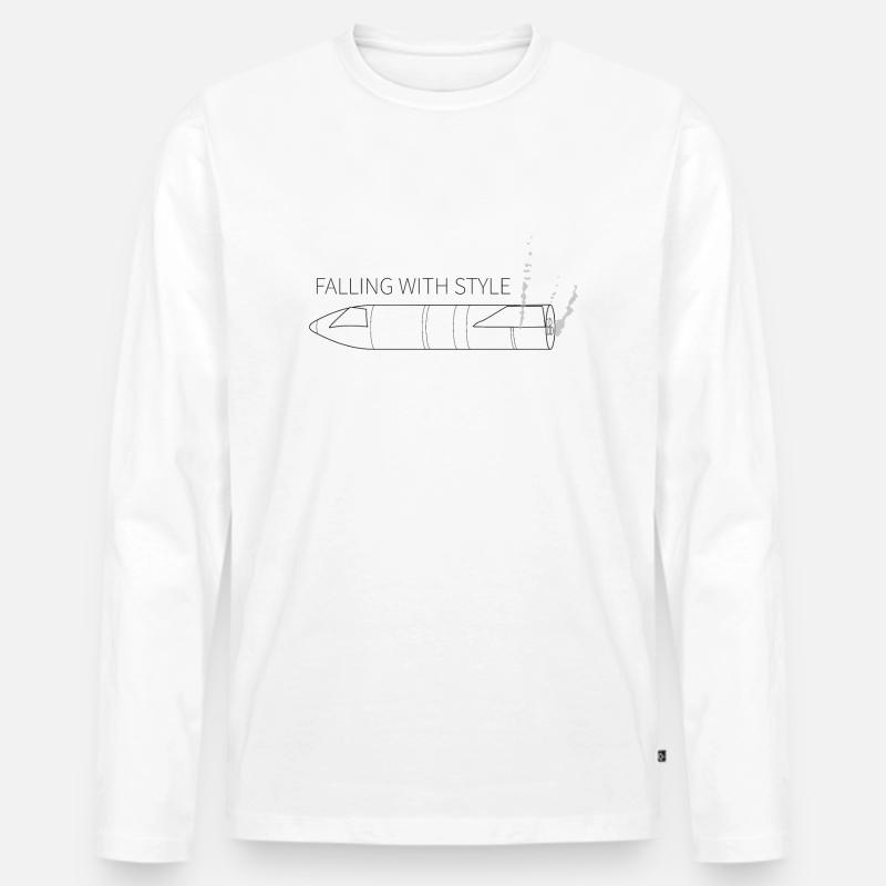 Starship Falling mit Stil - Männer Premium Bio Langarmshirt - Weiß