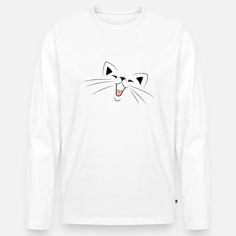 Katze - Männer Premium Bio Langarmshirt - Weiß