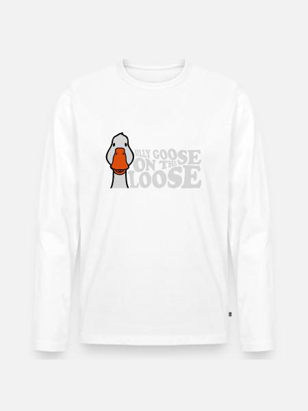 goose on the loose - Men's Premium Organic Long Sleeve Shirt - white
