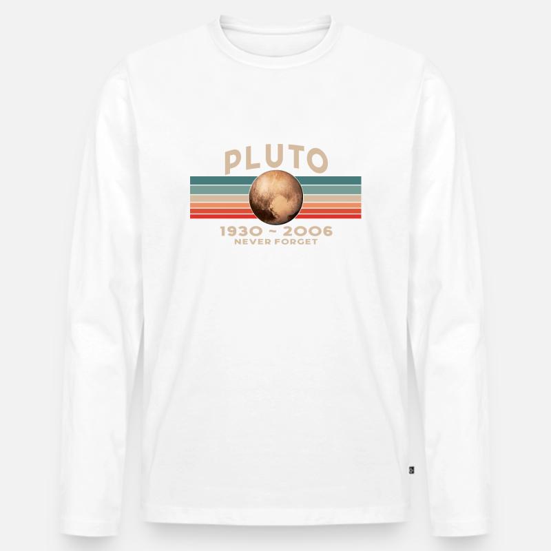 Pluto Never Forget 1930 - 2006 Vintage Space - Männer Premium Bio Langarmshirt - Weiß