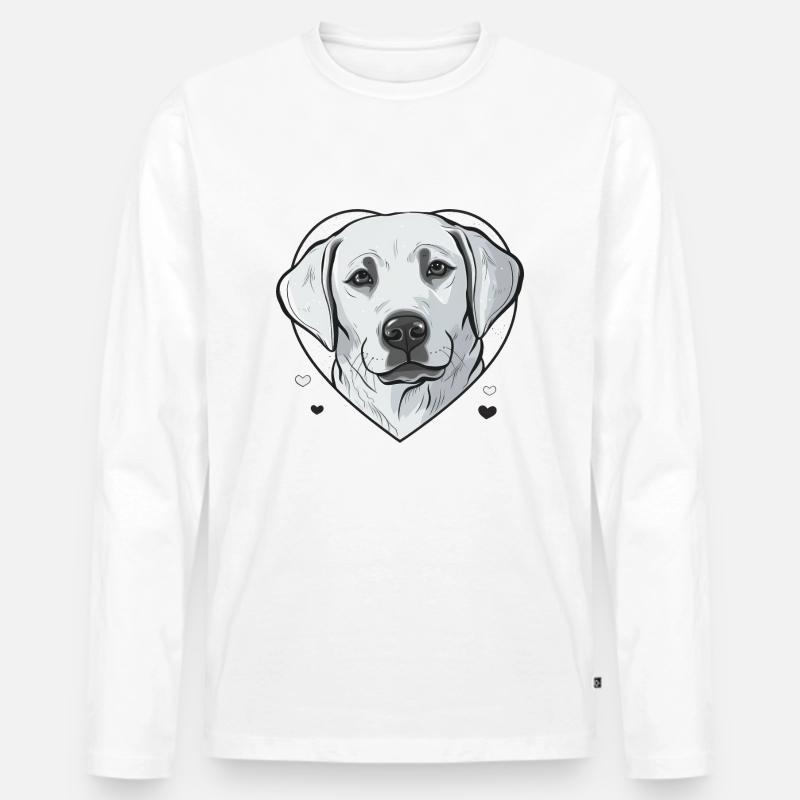 Labrador Herz - Männer Premium Bio Langarmshirt - Weiß