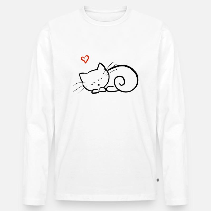 Kätzchen schläft - Männer Premium Bio Langarmshirt - Weiß