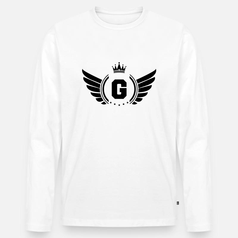 wappen g - Männer Premium Bio Langarmshirt - Weiß
