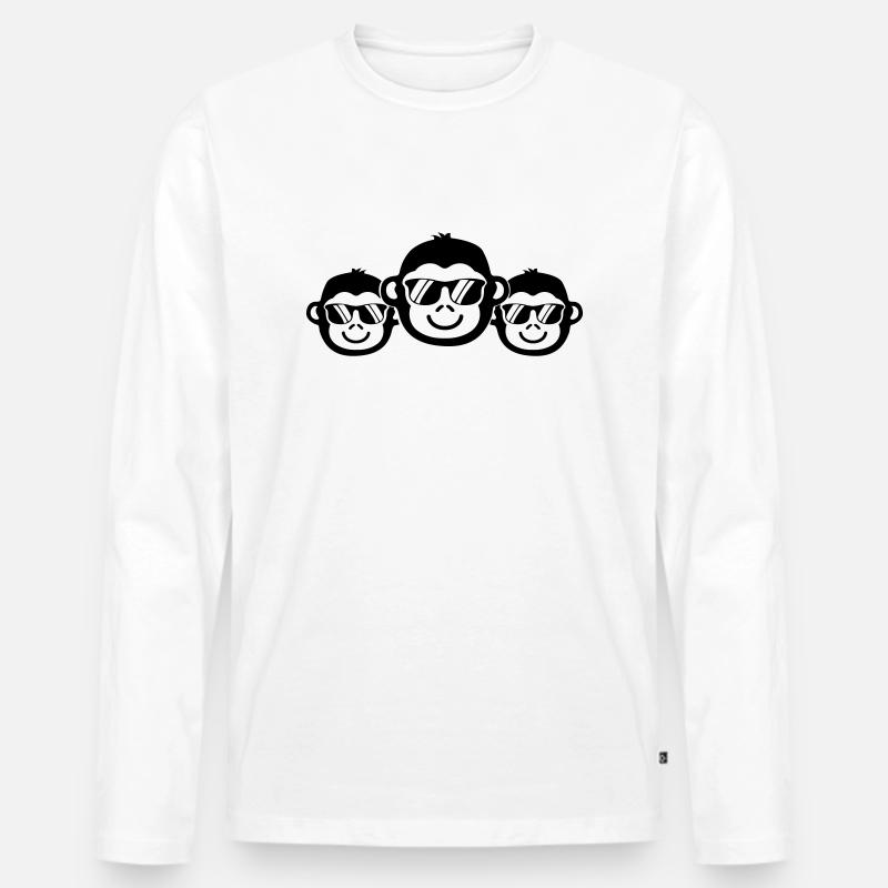 affen cool 1 - Männer Premium Bio Langarmshirt - Weiß