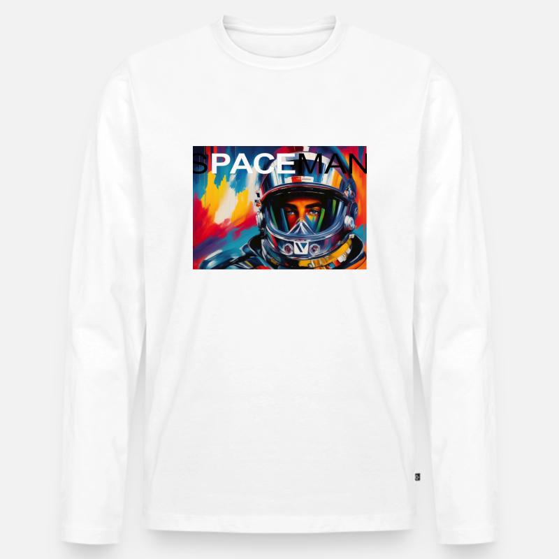 Spaceman b4 600DPI - Männer Premium Bio Langarmshirt - Weiß