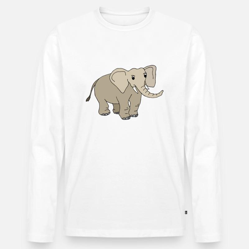 Elefant - Männer Premium Bio Langarmshirt - Weiß