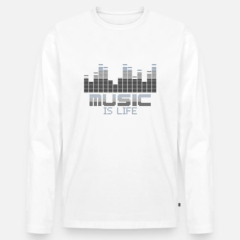 Musik ist Leben-Equalizer - Männer Premium Bio Langarmshirt - Weiß