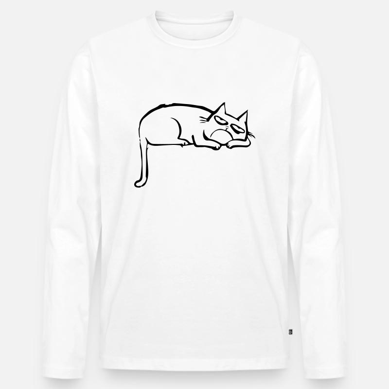 funny cat - Männer Premium Bio Langarmshirt - Weiß