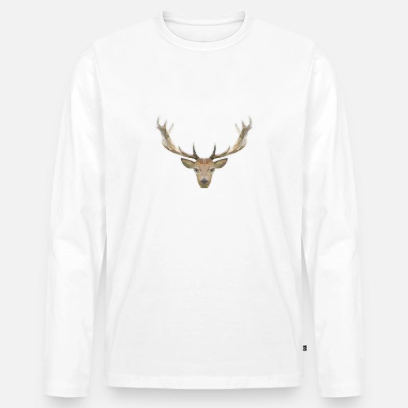 Low Poly Hirsch - Männer Premium Bio Langarmshirt - Weiß