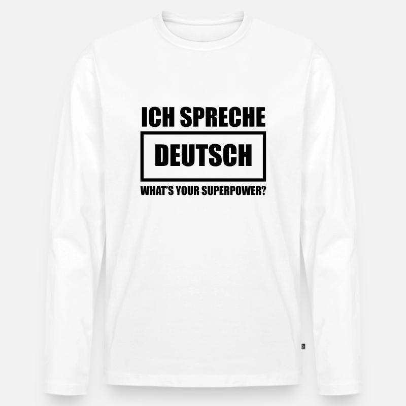 Ich spreche Deutsch - Männer Premium Bio Langarmshirt - Weiß