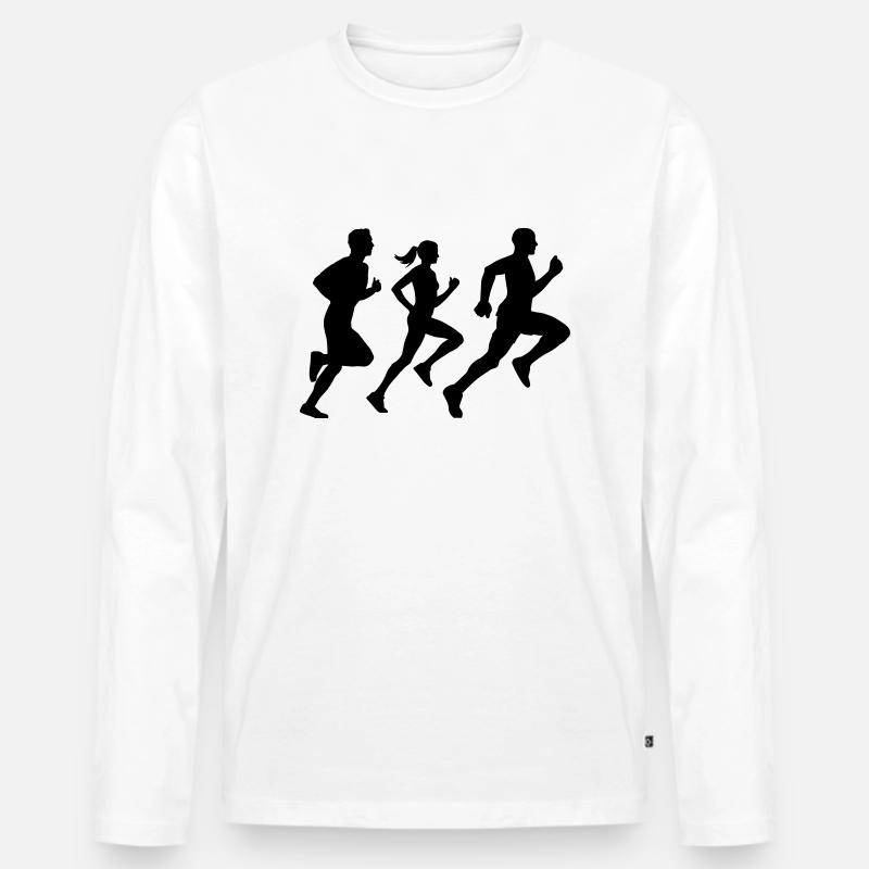 runner group Läufer Gruppe Team - Männer Premium Bio Langarmshirt - Weiß