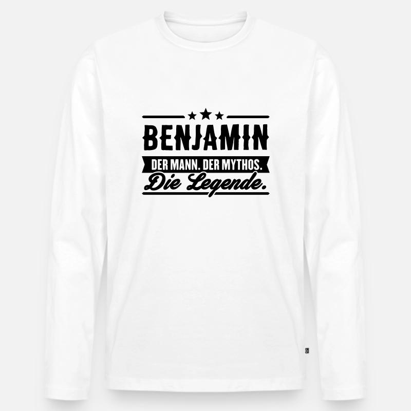 Mann Mythos Legende Benjamin - Männer Premium Bio Langarmshirt - Weiß